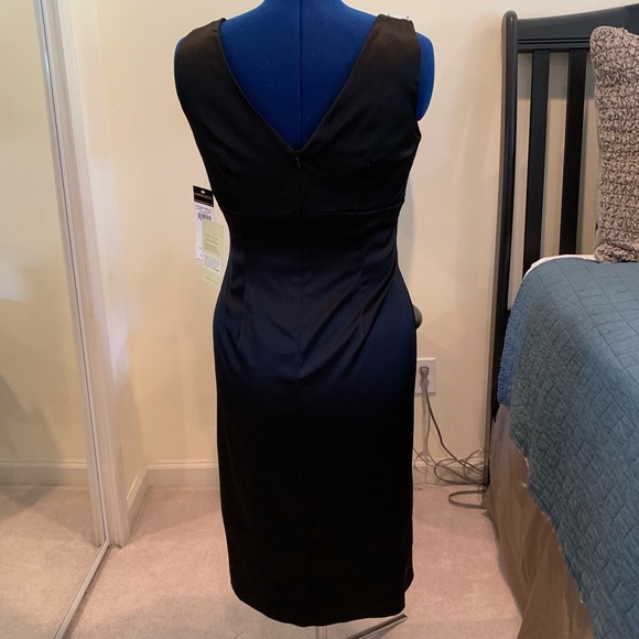 NWT Donna Ricco Black Ruched Cocktail Wrap Dress - Picture 2 of 6